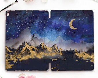 Landscape iPad case Nature iPad 10th 9th Air 5 4 Pro 12.9 11 iPad 10.2 10.9 Mini 6th 10.5 9.7 Aesthetic Abstract Art Mountains Moon case