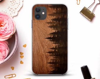 Wood iPhone case for iPhone 11 Pro XR X 8 Plus 7 Trees case Galaxy S20 Pixel 4a for Men Guys Nature Trees Forest Aesthetic Wood Design case