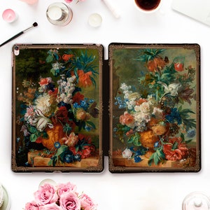 Flowers iPad case Art iPad 10th 9th Air 5 Pro 12.9 11 iPad 10.2 10.9 Mini 6 10.5 9.7 Aesthetic vintage floral paintings Elegant roses case