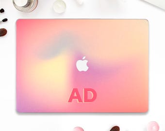 Personalized Macbook case Aesthetic Macbook Pro 13 Air 13 15 inch Pro 14 16 M4 M3 M2 Custom initials monogram Y2K girly gradient Unique case