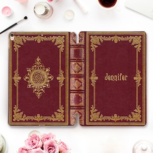 Name iPad case Vintage book iPad 10th 9th Air 5 Pro 12.9 11 inch iPad 10.2 10.9 Mini 6 looks like a book Aesthetic custom Personalized case