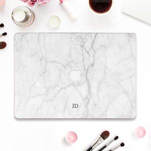 Marble Macbook case Initials Macbook Pro 13 inch Air 13 15 M2 M3 Macbook Pro 14 16 Aesthetic personalized monogram Custom white marble case