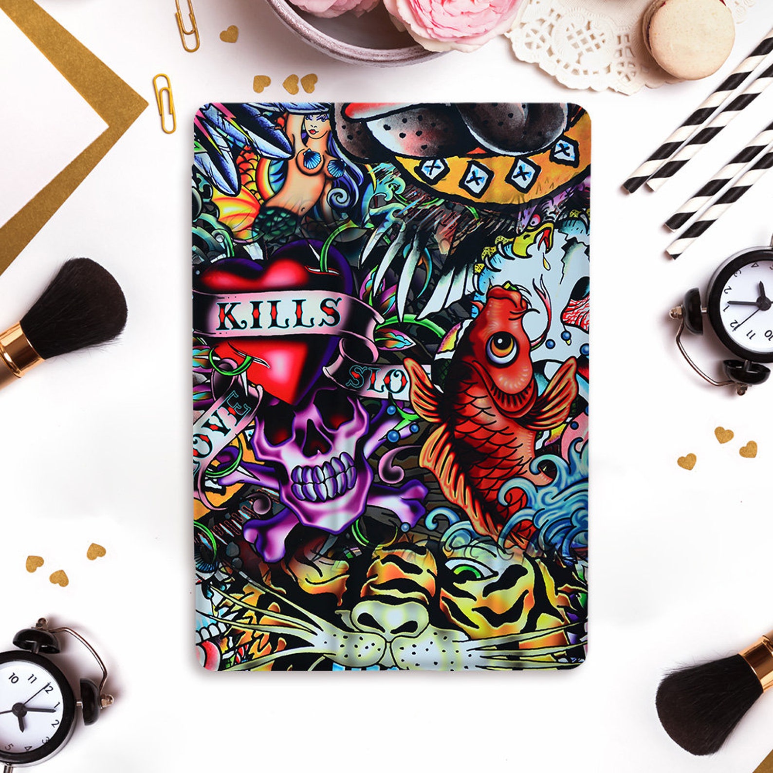 Art Ipad Case Tattoo Design Ipad Pro 11 12.9 10.5 Skull Ipad Etsy