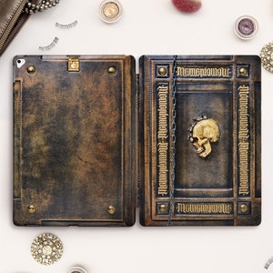 Custodia per iPad a libro Goth iPad Pro 11 12.9 10.5 Vintage iPad 9.7 6a 10.2 7a generazione Air 3 Mini 5 Horror Teschio Retro Stile antico antico Copertina del libro