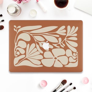 Etui na Macbooka w stylu boho Kwiaty Macbook Pro 13 cali Air 13 15 M2 M3 Pro 14 Pro 16 Estetyczne rośliny Abstrakcyjne kwiaty Neutralne modne etui w kolorze terakoty
