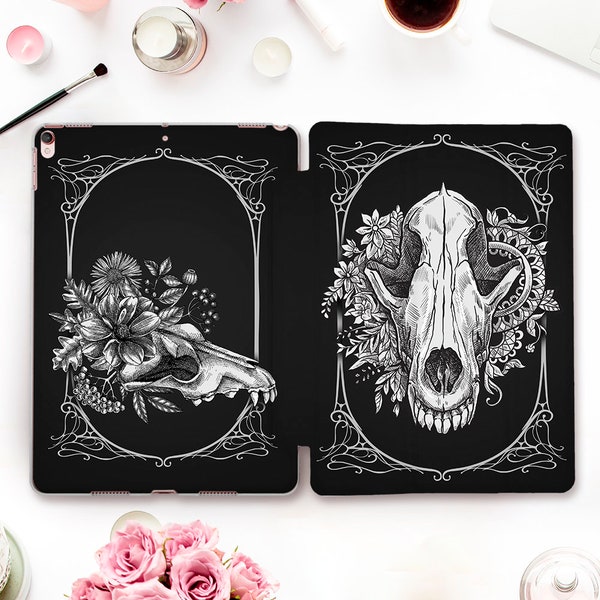 Skulls iPad case Goth  iPad 10th 9th Air 5 4 Pro 12.9 11 iPad 10.2 10.9 Mini 6th 10.5 9.7 Aesthetic gothic art Horror Halloween Edgy case