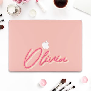 Custom Macbook case Name Macbook Pro 13 Air 13 15 inch M2 M3 M4 Macbook Pro 14 16 Aesthetic personalized unique pastel light pink girly case