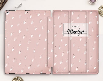 Name iPad case Notebook iPad Pro 11 12.9 10.5 9.7 10.2 8th Air 4 Mini 5 Girl Cute Personalized Book Custom Kawaii Flower Pink Pattern case