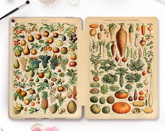 Retro iPad case Aesthetic iPad 11th a16 10th gen Air 11 inch iPad Pro 13 12.9 10.2 Mini 7 6 Vintage art Fruit and vegetable Vegan book case