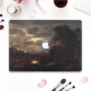 Painting Macbook case Moon Macbook Pro 13 Air 13 15 M2 M1 Pro 14 Macbook Pro 16 inch Vintage art Aesthetic nature trees Dark landscape case