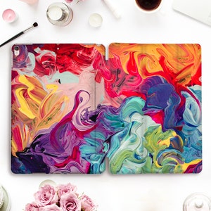 Oil Paint iPad case Art iPad Pro 11 12.9 10.5 10.2 Air 4 10.9 9.7 Mini 6 5 Rainbow Painting Colorful Paint Design that Looks Painted case