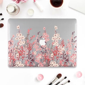 Śliczne etui na Macbooka Różowe kwiaty Macbook Pro 13 Air 13 15 M2 M1 Pro 14 Macbook Pro 16&quot; Estetyczne rośliny Kwiatowa natura Przezroczyste dziewczęce etui