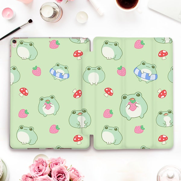 Kawaii iPad case Frogs iPad 10th 9th Air 5 Pro 12.9 11 iPad 10.2 10.9 Mini 6th 10.5 9.7 Cute Animals Strawberries Funny Pattern Girly case