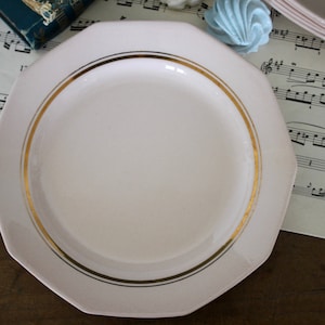 Art Deco Pink Ironstone Dessert Plates - Set of 3 French Antique