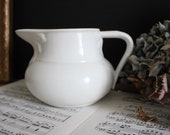 French Antique White Ironstone Water Jug Acanthus Leaf Vintage Pitcher