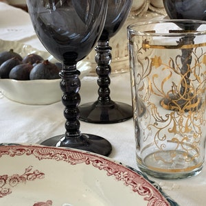Set of 6 French Gilded Glasses  Antique Goblets With Gold Antique French Glasses