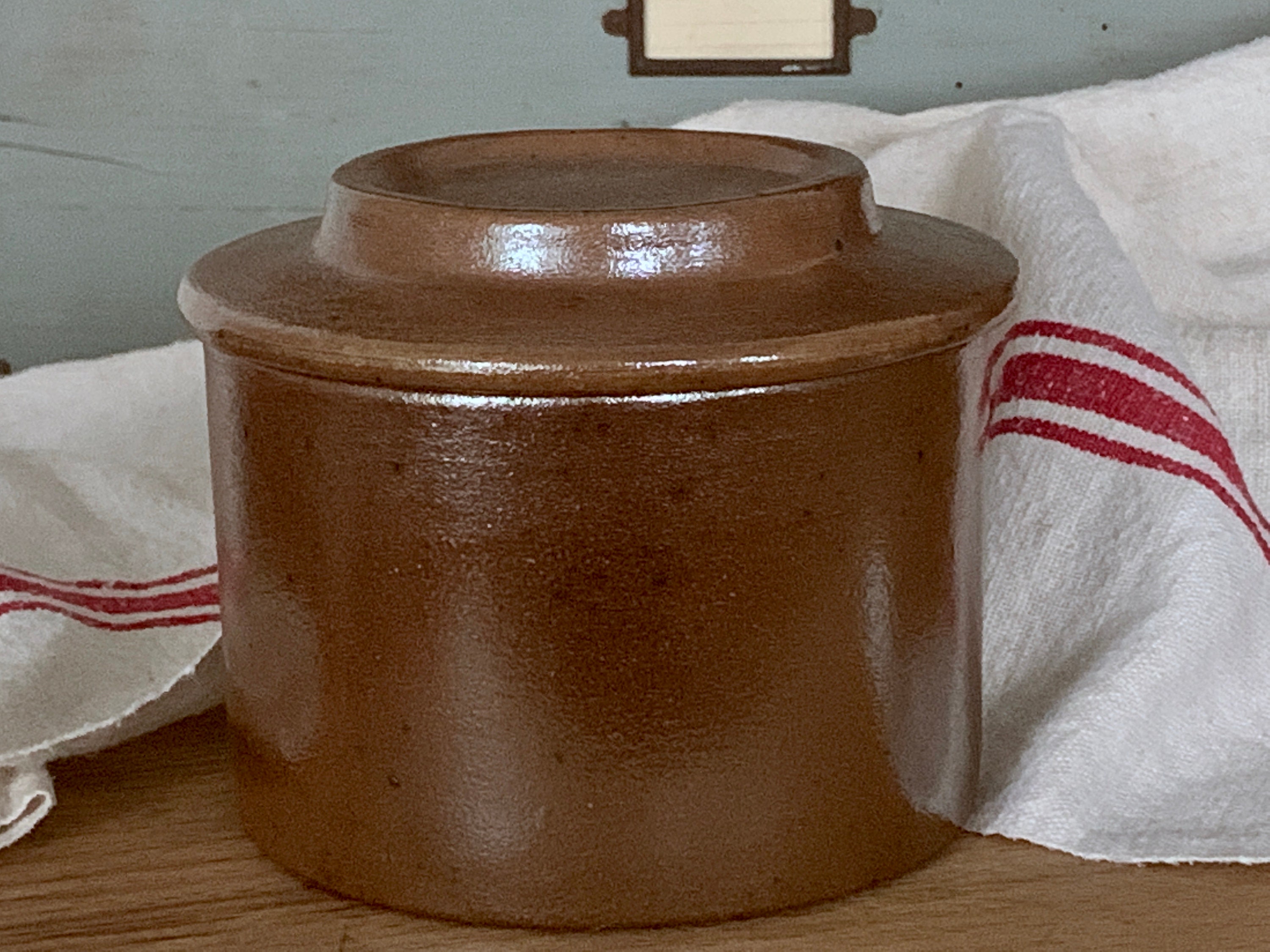 Français Vintage Terracotta Butter Keeper Pottery Bowl Dish Cooler Stockage Beurrier Crock