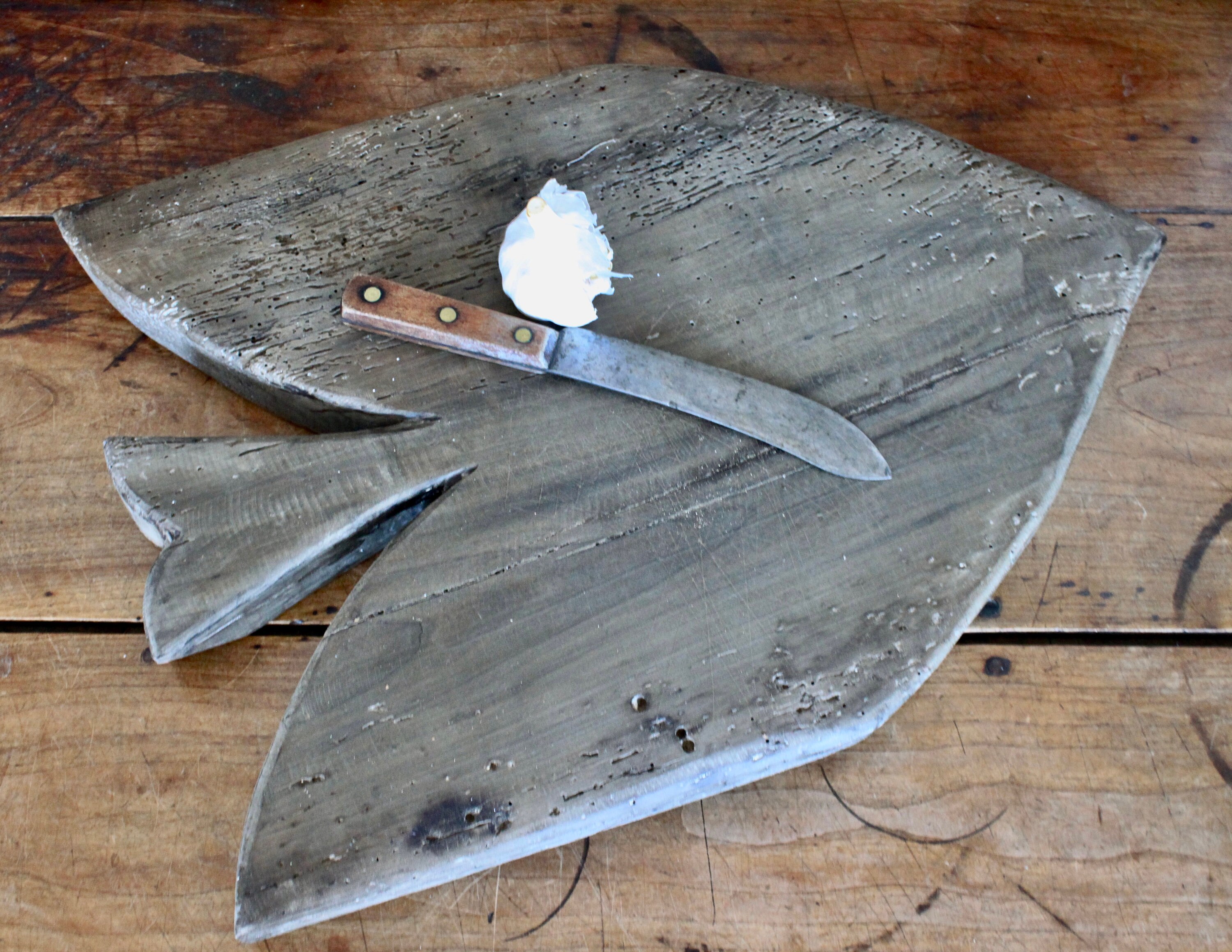 Énorme Planche à Pain Antique Français en Bois Rustique Découper Primitive Pain