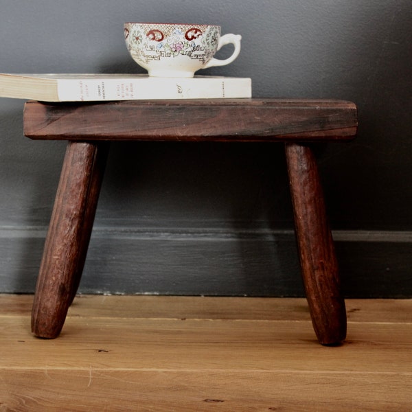 Vintage French Wooden Foot Stool French Antique Rustic Display Stand