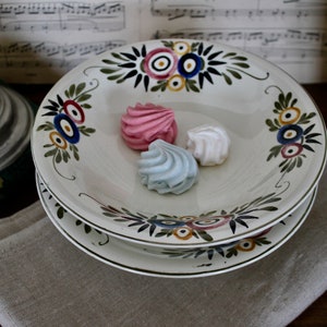French Art Nouveau Cake Stand: Polychrome Floral Compote, Onnaing c.1900