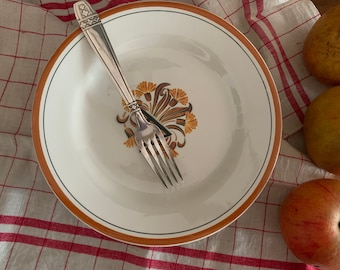 4 Antique French Creil&Montereau Plates  White And Orange  Flowers Plates Art Deco