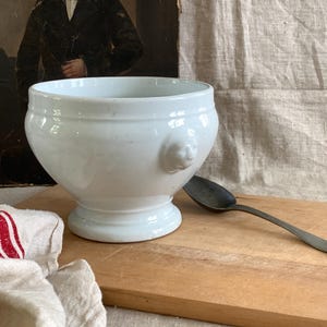 Vintage French APILCO Soup Tureen White Ironstone Bowl With Lions Heads
