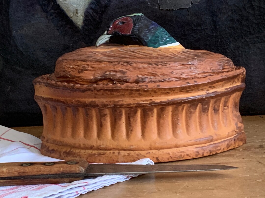 Huge Antique French Pheasant Terrine Trompe L'oeil Rabbit Majolica Game