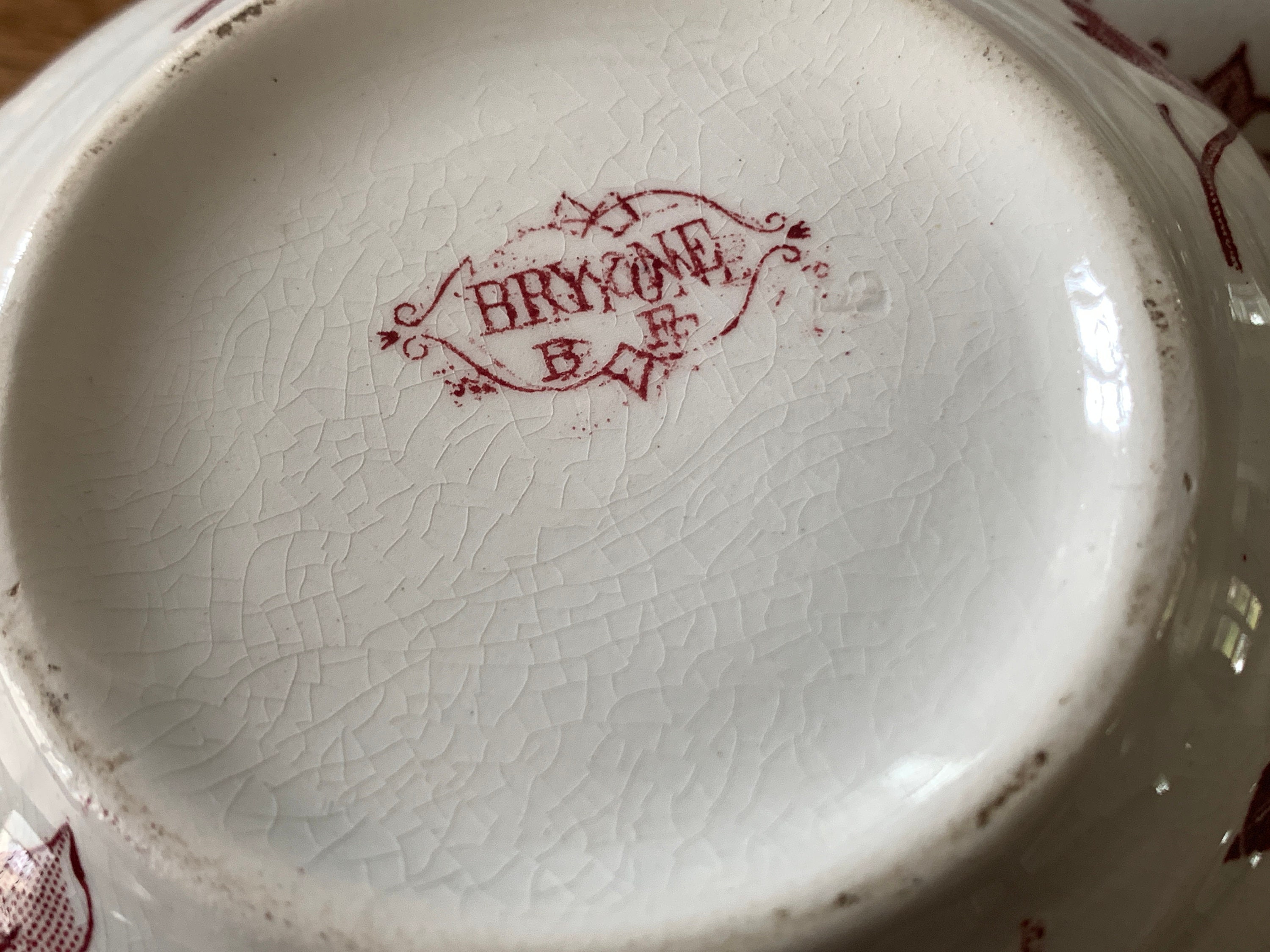 Vintage French Tureen With Lid Red Transferware Antique Bowl Etsy