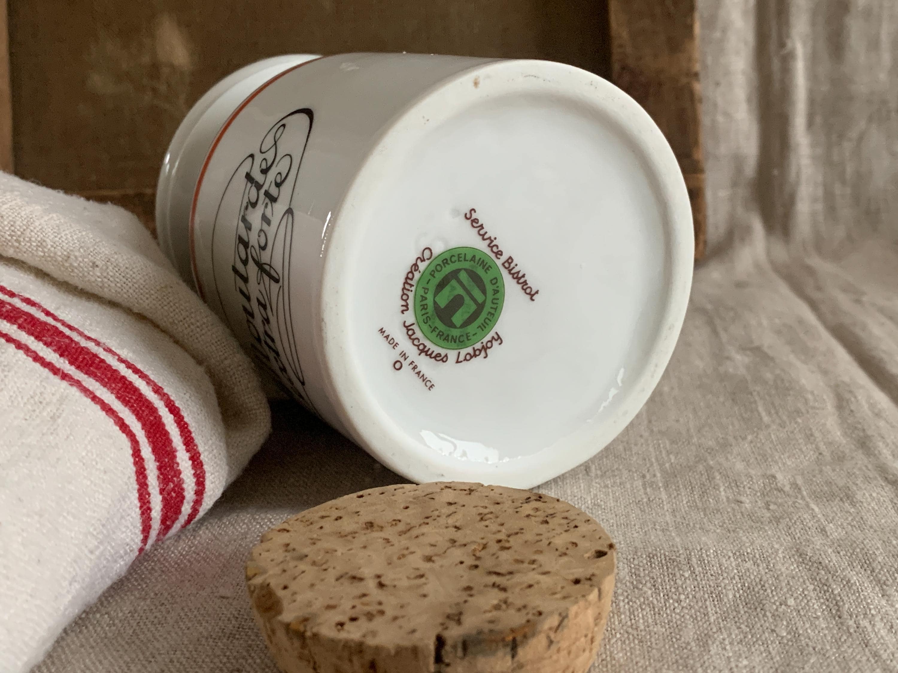 Vintage French Mustard Jar White Porcelaine D'auteuil Jar With Lid
