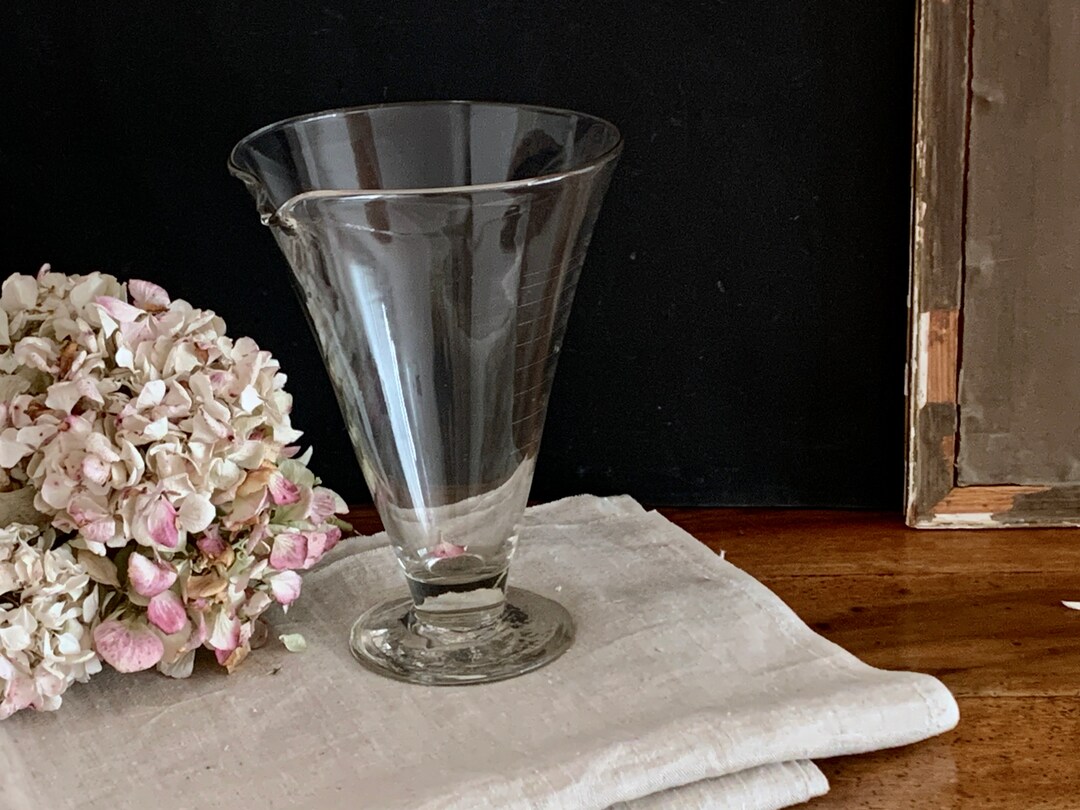 Vintage French Chemistry Vase Graduated Blown Glass Jar or Flask