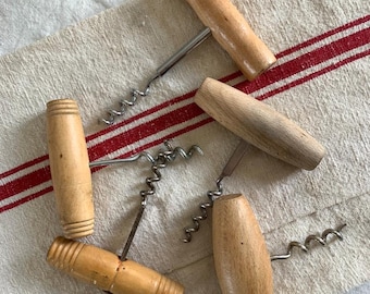 5 sacacorchos franceses de madera vintage, abridor de botellas de vino tradicional, removedor de corcho de madera antiguo