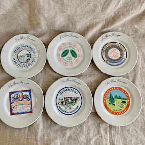 6 Vintage French Cheese Plates Cheese Advertising Porcelain Plates French Decor