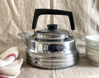 French Vintage Chromed Copper Kettle Farmhouse Kettle Extra Large Kettle