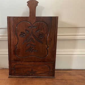 Antique French Provencal Hand Carved Wooden Flour Box Fariniere