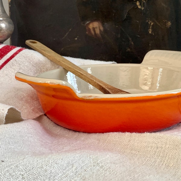 Le Creuset Orange Round Gratin Dish Baking Pan Dish Creme Brulée Ramekin