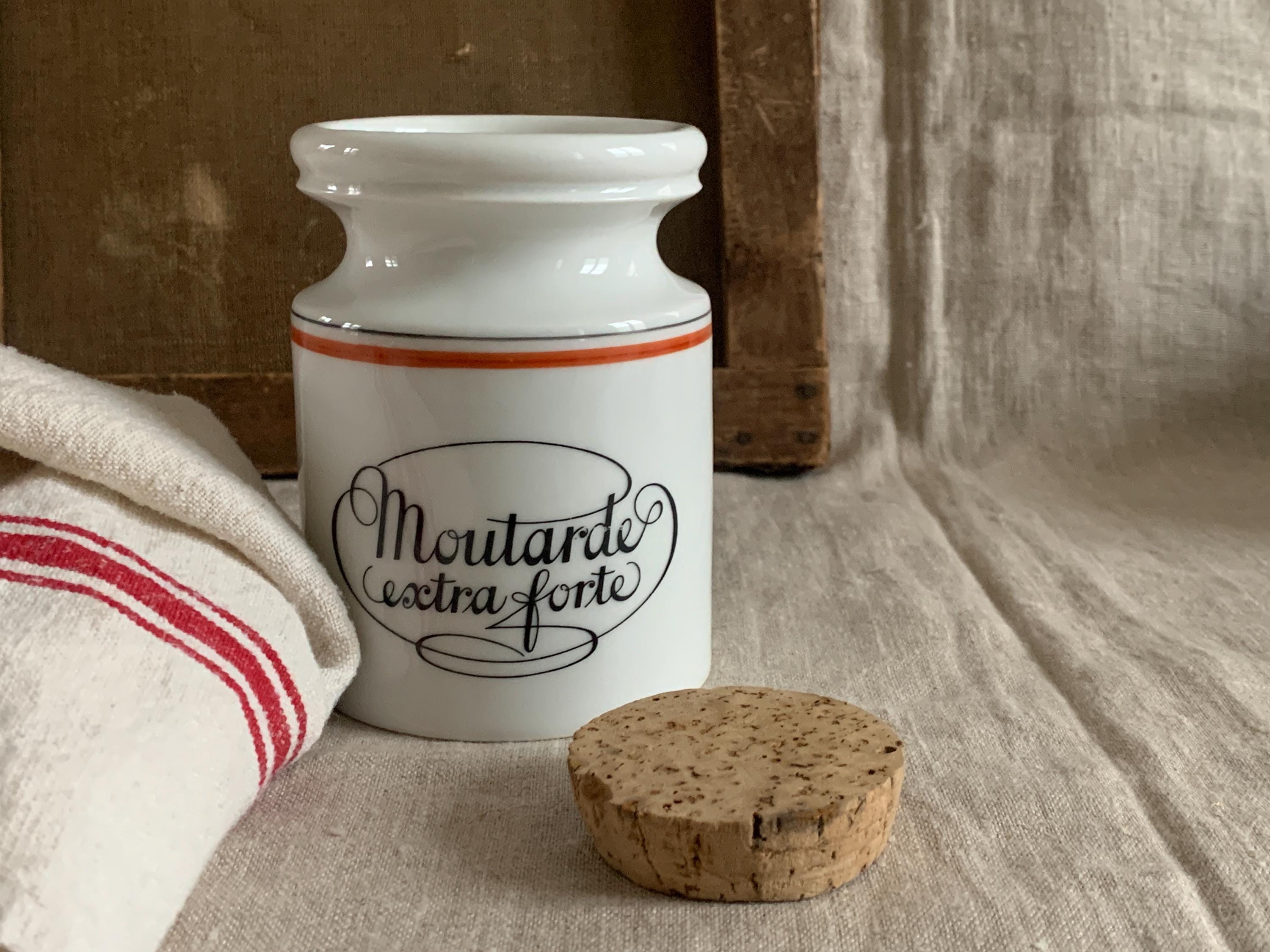 Vintage French Mustard Jar White Porcelaine D'auteuil Jar With Lid