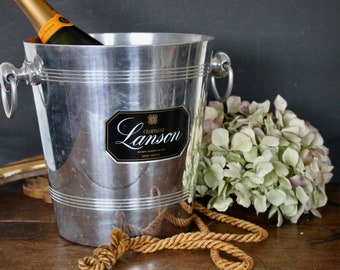 Vintage French LANSON Champagne Ice Bucket Champagne Aluminium Bucket Vintage French Wine Coole