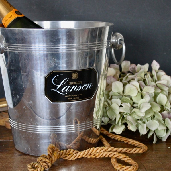 Vintage French LANSON Champagne Ice Bucket Champagne Aluminium Bucket Vintage French Wine Coole