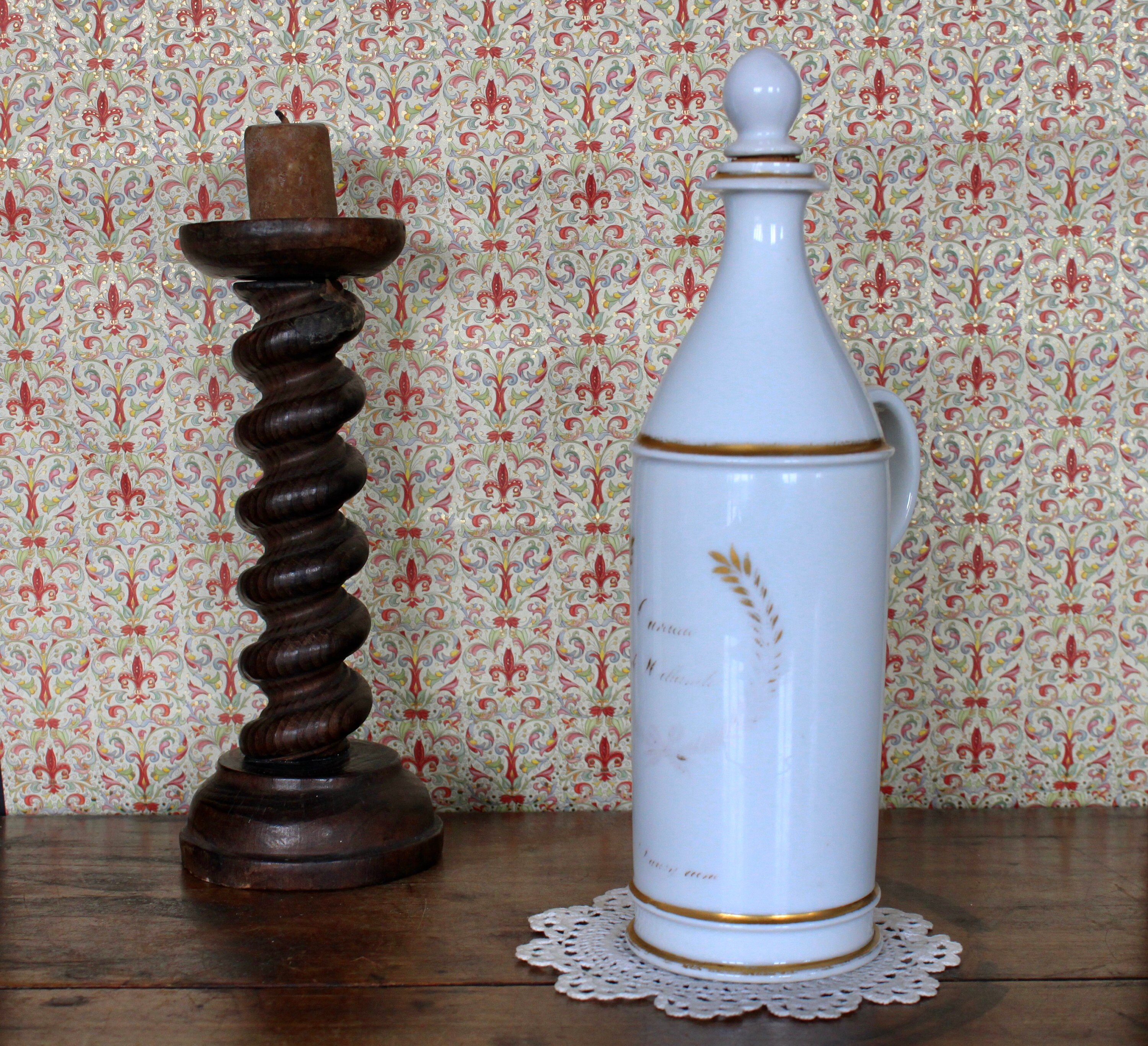 Antiquité Français Apothicaire Jar Napoléeon Iii Pharmacie Bidon ou Bouteille