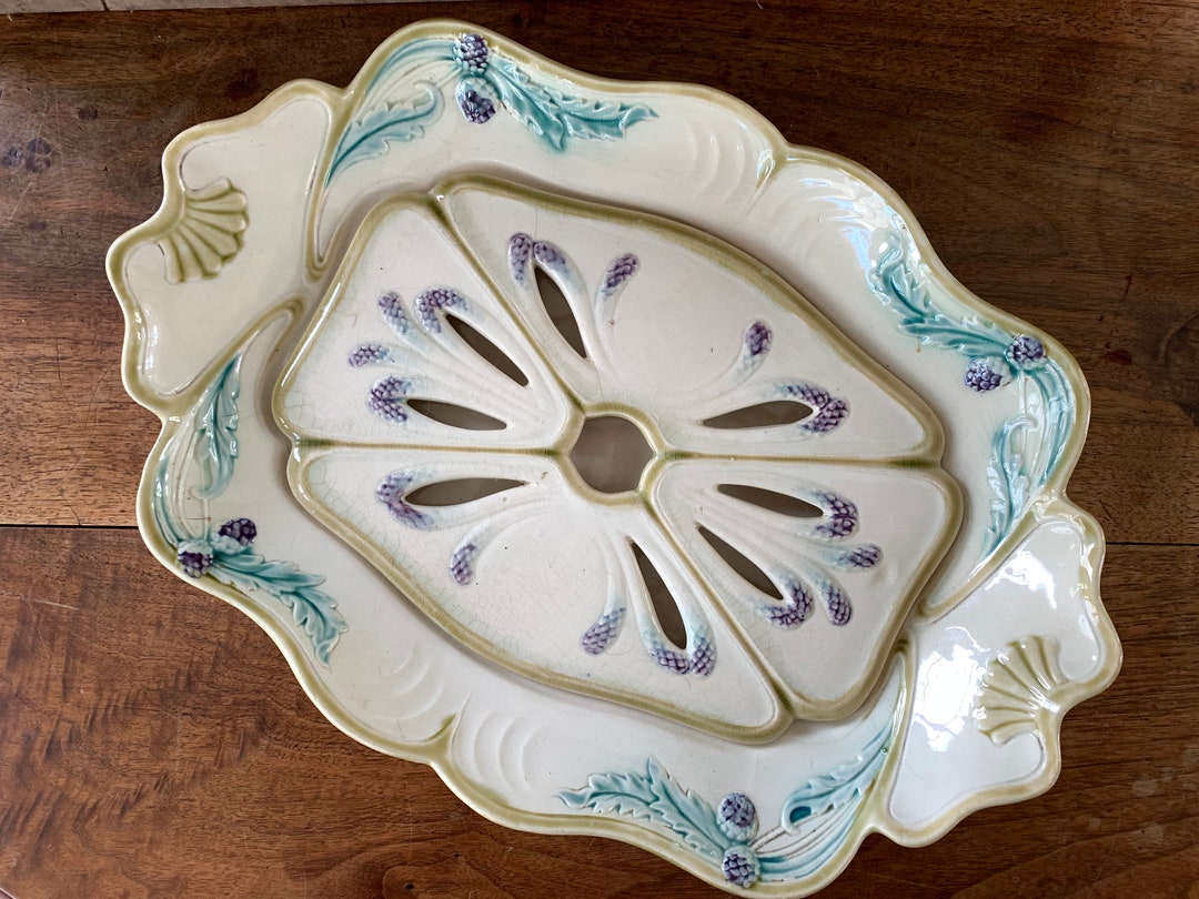 Antique French Majolica Asparagus Dish or Plate Antique Etsy