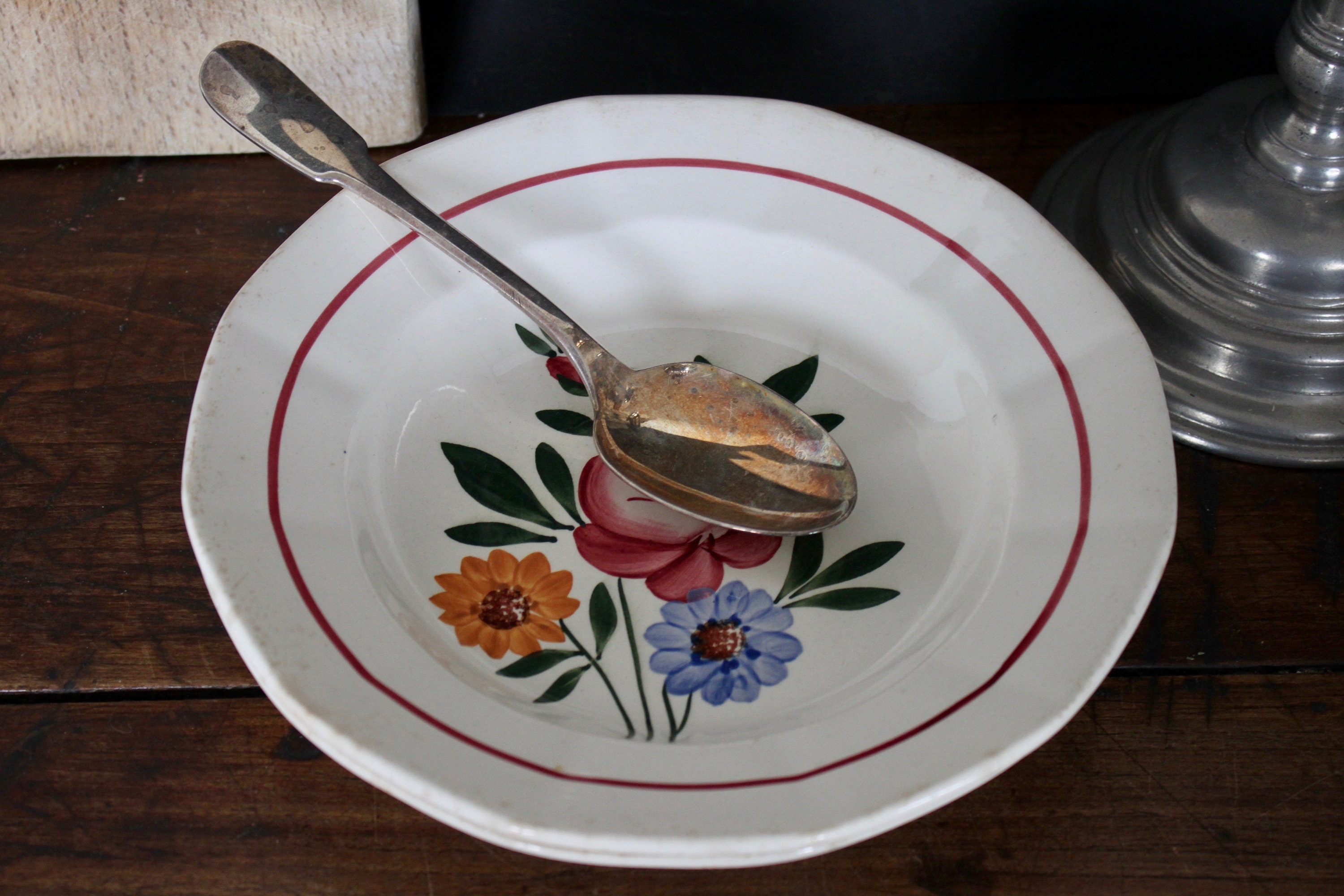 Ensemble de 2 Français Bols Sarreguemines Vintage Peints à La Main