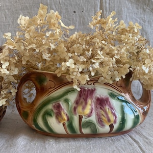 French Antique Art Nouveau Majolica Planter Pot Or Centerpiece 19th Majolica Jardiniere
