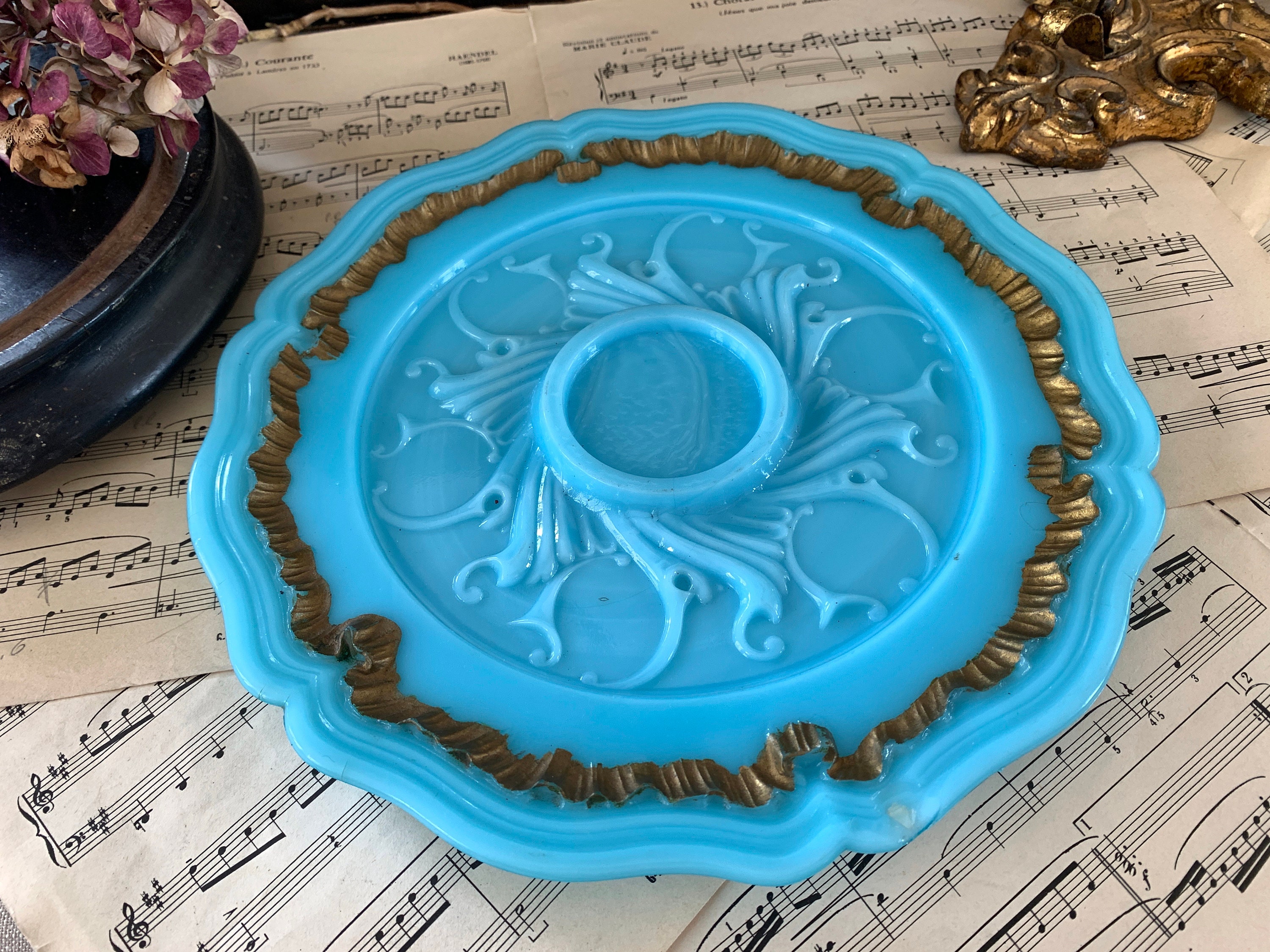 Cake stand glass turquoise - Etsy 日本