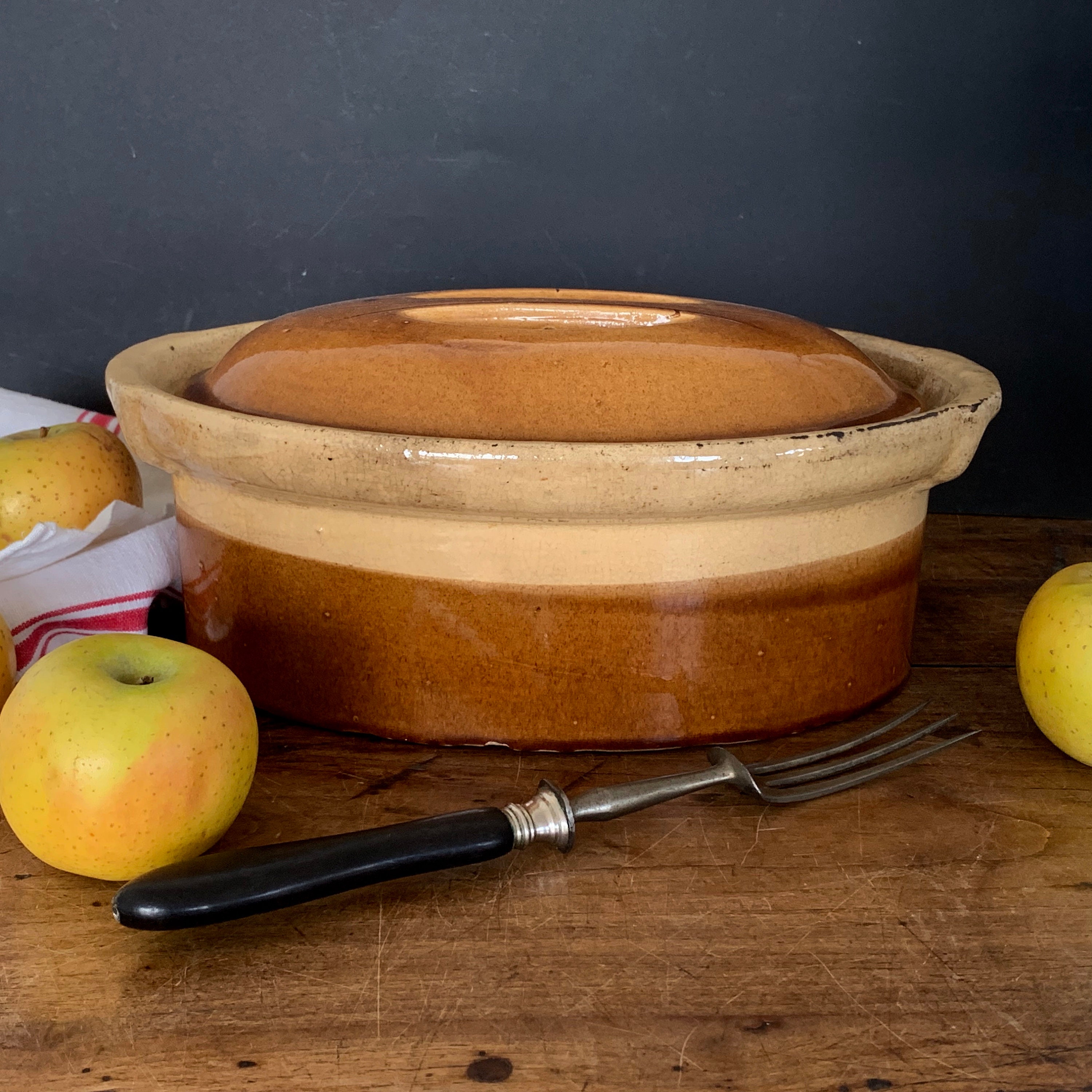 Terrine Français Antique Ovale Tureen Émaillée