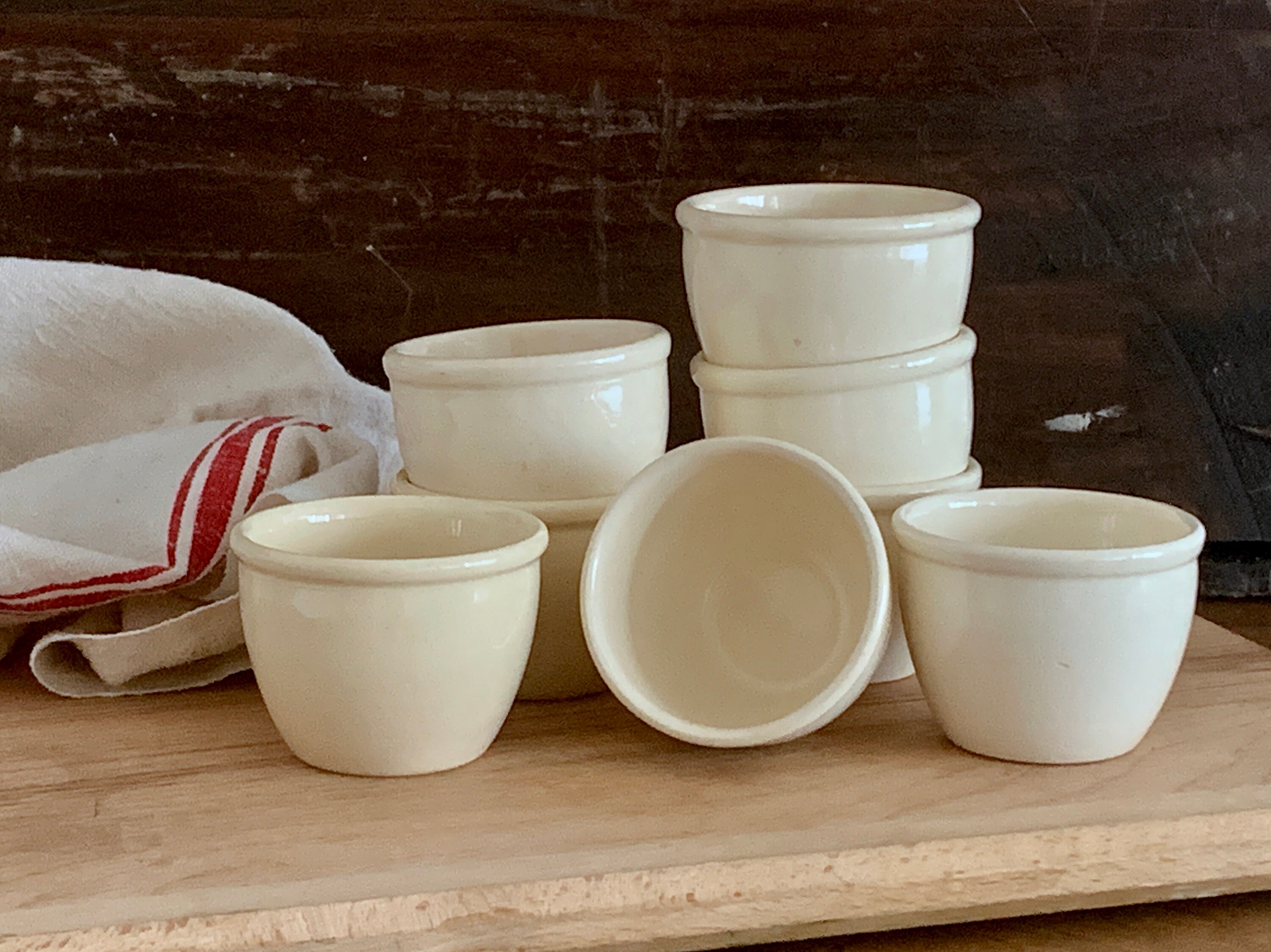 2 Français Antiques Digoin Sarreguemines White Ironstone Yoghourt Kitchen Jar Country Kitchen