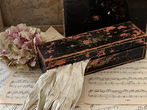 Antique French 19th Napoléon III Wooden Glove Box… - image 1