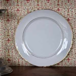 Antique French Ironstone Plate: Moulin des Loups, Gold Trim