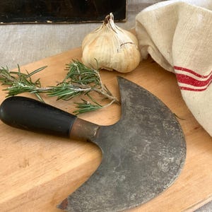 French Antique Herb Chopper Chopping Knife Antique Mezzaluna rustic Country Kitchen