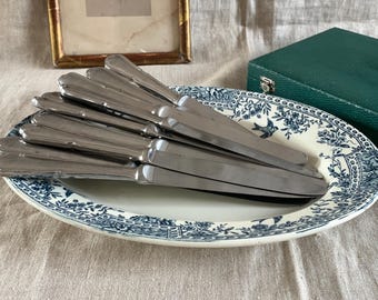 12 French Antique Silver Plated Knives Silverplated Vintage Cutlery Flatware French Silverware