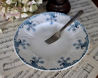 Antique French 19th Longwy Blue Art Nouveau Plate French Majolica